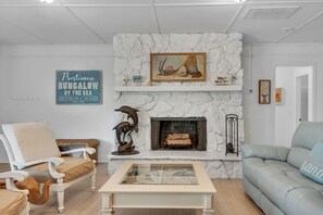 Living room with fireplace