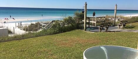 Unit so close to beach access ,patio table for coffee