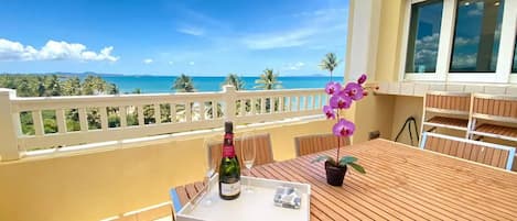 Enjoy ocean views with a complimentary glass of wine