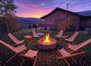 Enjoy the fire pit while taking in the views