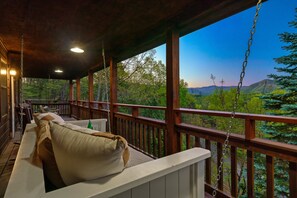 Mountain views from the swinging bed