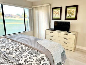 View from master bedroom. Flat screen T V with Cable 
