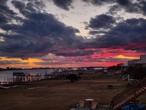 our beautiful sunset from our 3d story deck off the master bedroom 