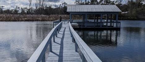 2 slip electric boat dock on lake seminole with private boat launch