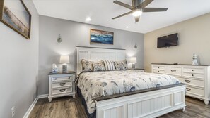 Primary Bedroom with King Size Bed and Smart TV