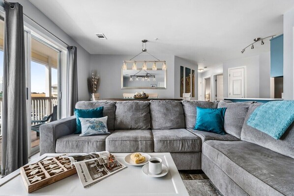 Movie nights and chill - Our cozy beach living room has got you covered