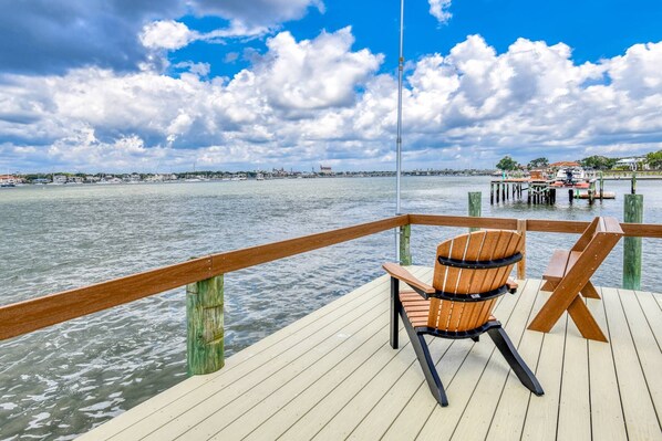 Dolphin View features a deep water dock on the Matanzas River just across from Historic Downtown St. Augustine.