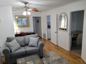 Living Room w/ office desk in the background