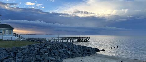 A winter evening view from the private beach 