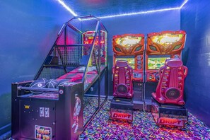 An exciting game room designed for hours of entertainment and fun, a space for adventure and enjoyment