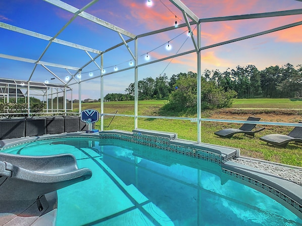 Poolside Bliss: Slide, soak, and savor in your private paradise.