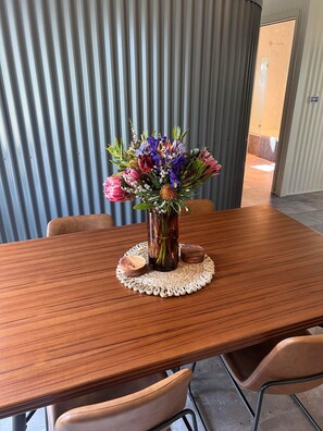 Great dining area to enjoy the afternoon sun and a meal.