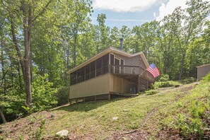 Perched high on the mountain,  our cabin is a quiet, private getaway.