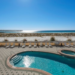 Pool just steps from the beach