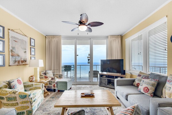 Enjoy a movie on the flat screen TV