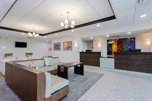 Stylish lobby with 24/7 front desk available