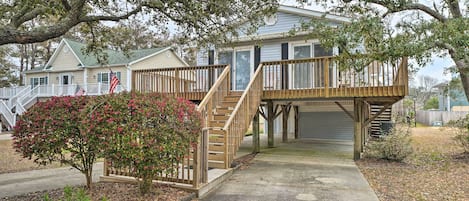 Oak Island Vacation Rental | 4BR | 2BA | Stairs Required | 1,200 Sq Ft
