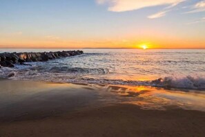 A short walk to this beach area and enjoy the water , sunset, or just relax on the sand.