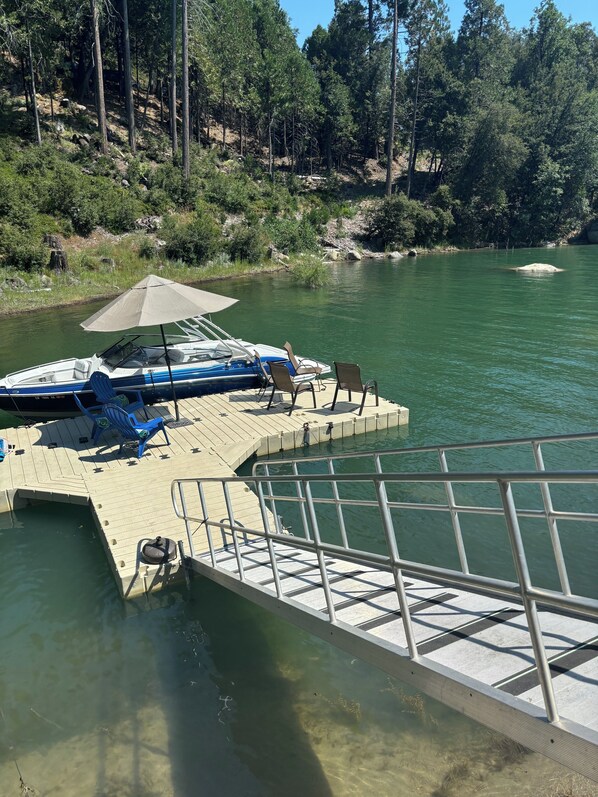 Private Dock 
Boat in picture is 24 foot for perspective 