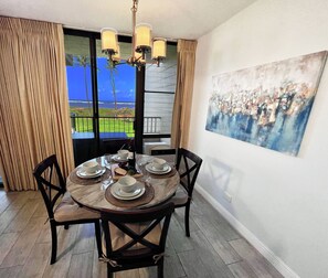 Enjoy a home cooked meal with a view of paradise outside your lanai windows.