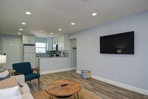 Open concept, kitchen and living area.
