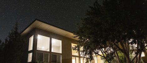 Hawk House at night