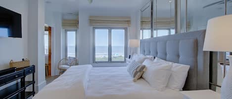 Master bedroom with King Bed, and ocean front view