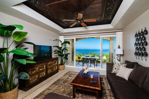 First-story living room and balcony