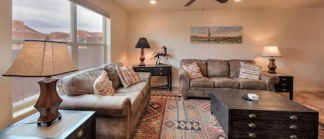 Bright welcoming family room to relax