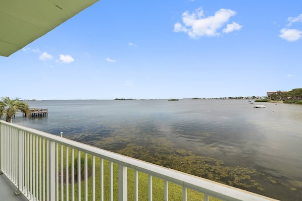 Balcony overlooking water!