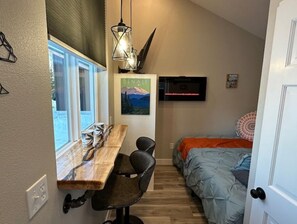 Cozy breakfast bar and bed corner