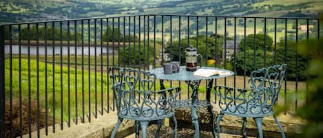 Your deck has views into the Wharfe Valley and up to 19 miles to Great Whernside