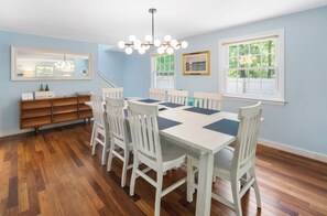 Open layout dining room to living room area