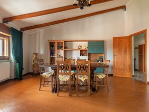 Dining area with folding table up to 10 people