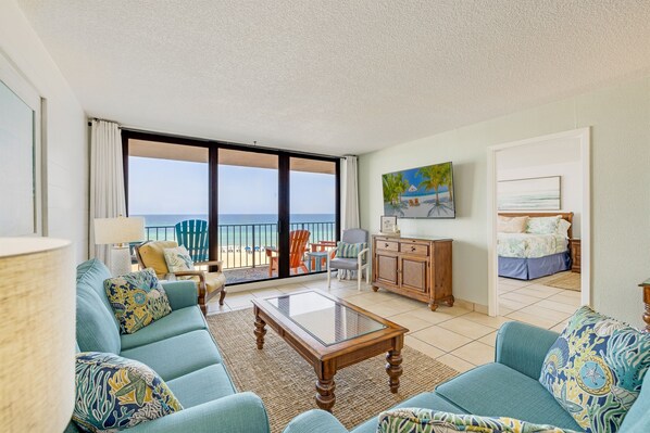 Comfy den with stunning beach view