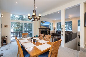 Enjoy meals together at the spacious dining table, which seats six and offers plenty of room for family and friends