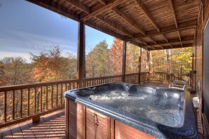 Covered Hot Tub - Appalachian View - Blue Ridge, GA Cabin Rental