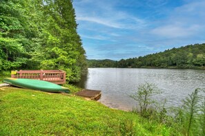 Swim, fish or kayak on the lake at this spectacular Blue Ridge Cabin Rental