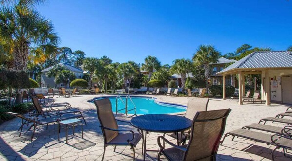 Lounge by the pool after a day at the beach!