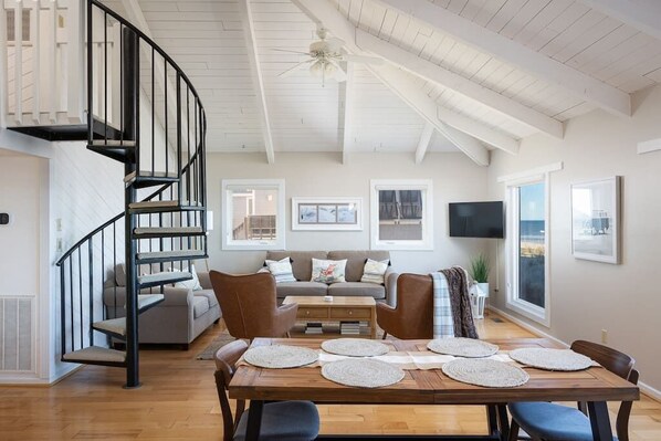 Spacious Living Room with Smart TV and Ocean Views