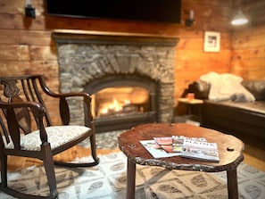 Wolf Lodge Fryeburg Living Room Fireplace