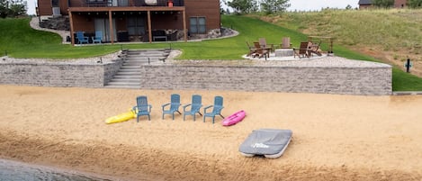 View from Beach Lake - Back of Cabin Wall, Stairs