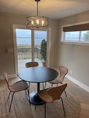 Dinner table over looking the sound.