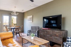 Our living area is the perfect place to unwind and catch a movie (or some zzzs!) after a fun day in Dollywood!