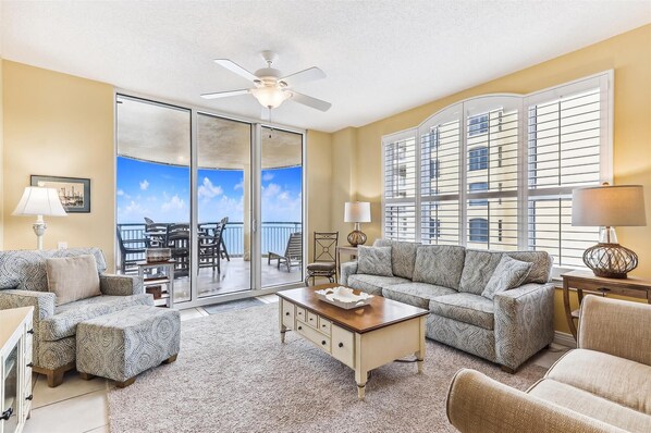 Beach Colony East 10D Living Room and Balcony Access