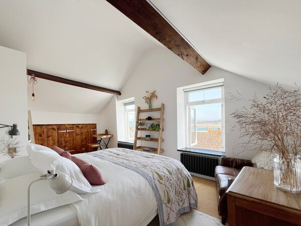 Super king attic suite, with views over the estuary.