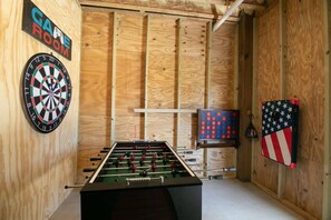 CHALLENGE TIME!!!!!  Invite friends or family to a game of foosball or giant connect four, or playing a game of corn hole. The space provides a fun and competitive atmosphere where you can create unforgettable memories.