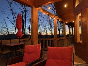 A beautiful sunset off the back of this spectacular Blue Ridge cabin rental