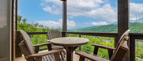 Deck-side dining with views of the Smoky Mountains!