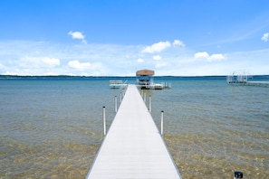 Dock leading out to the two Jet Ski hoists available to use.